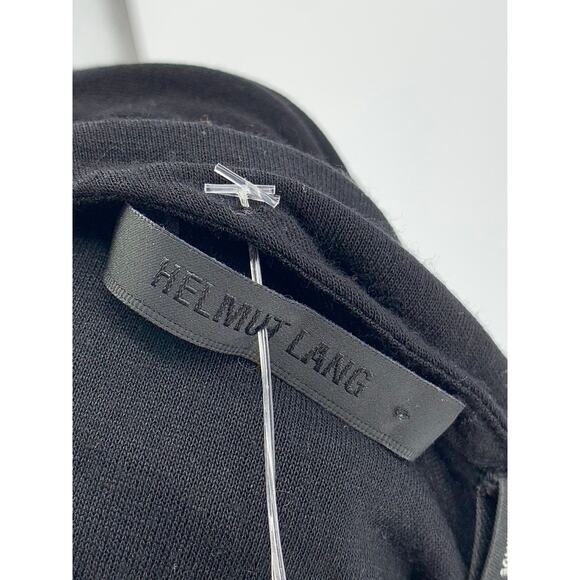 HELMUT LANG Women's Black Solid Asymmetrical Sleeves Side-Ruched Mini Dress SZ M - Picture 10 of 11